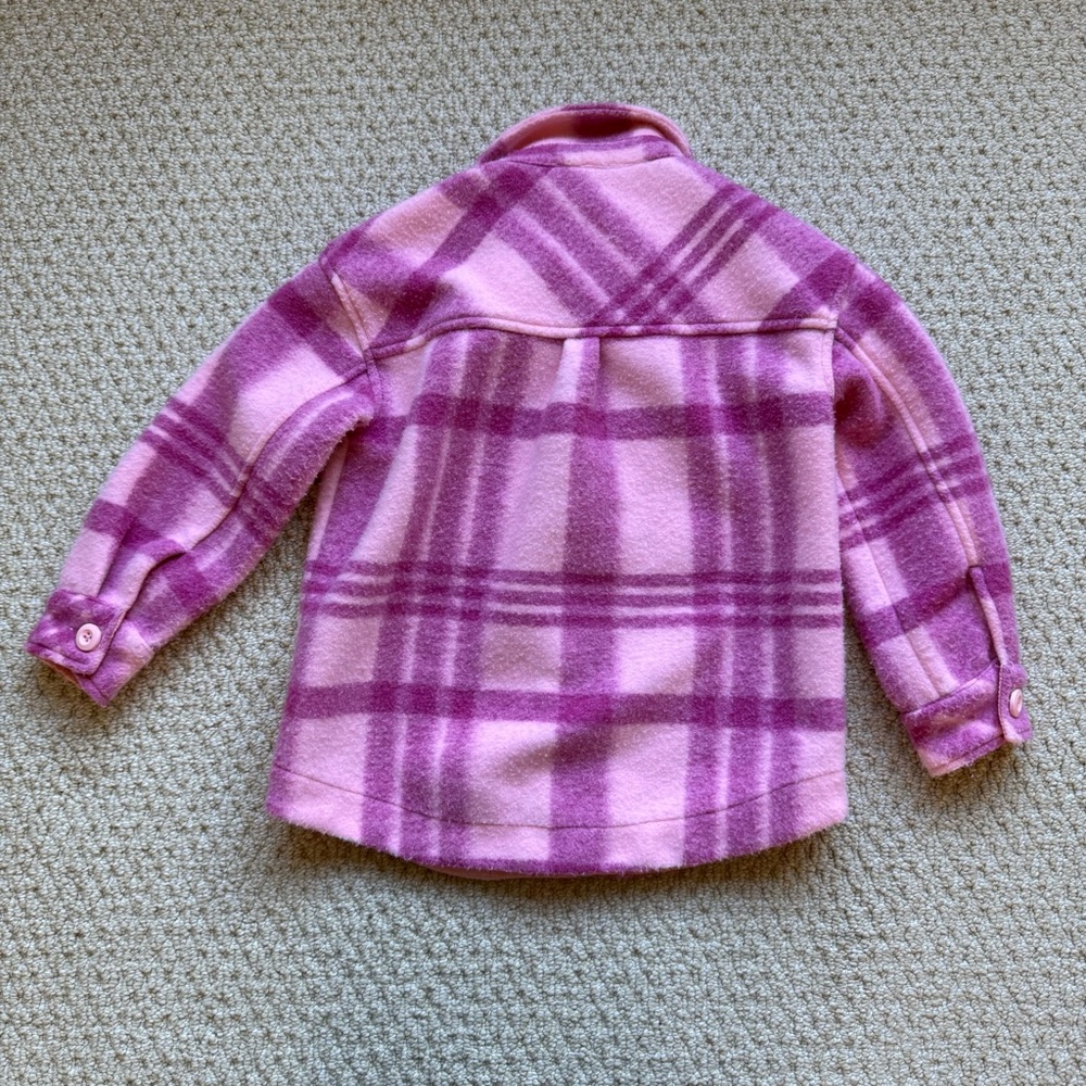 Hanna Andersson Faux Wool Felt Plaid Jacket size 5 in Pink - Picture 2 of 8